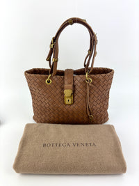 Small Nappa Intrecciato Capri Handbag in Brown - Glampot
