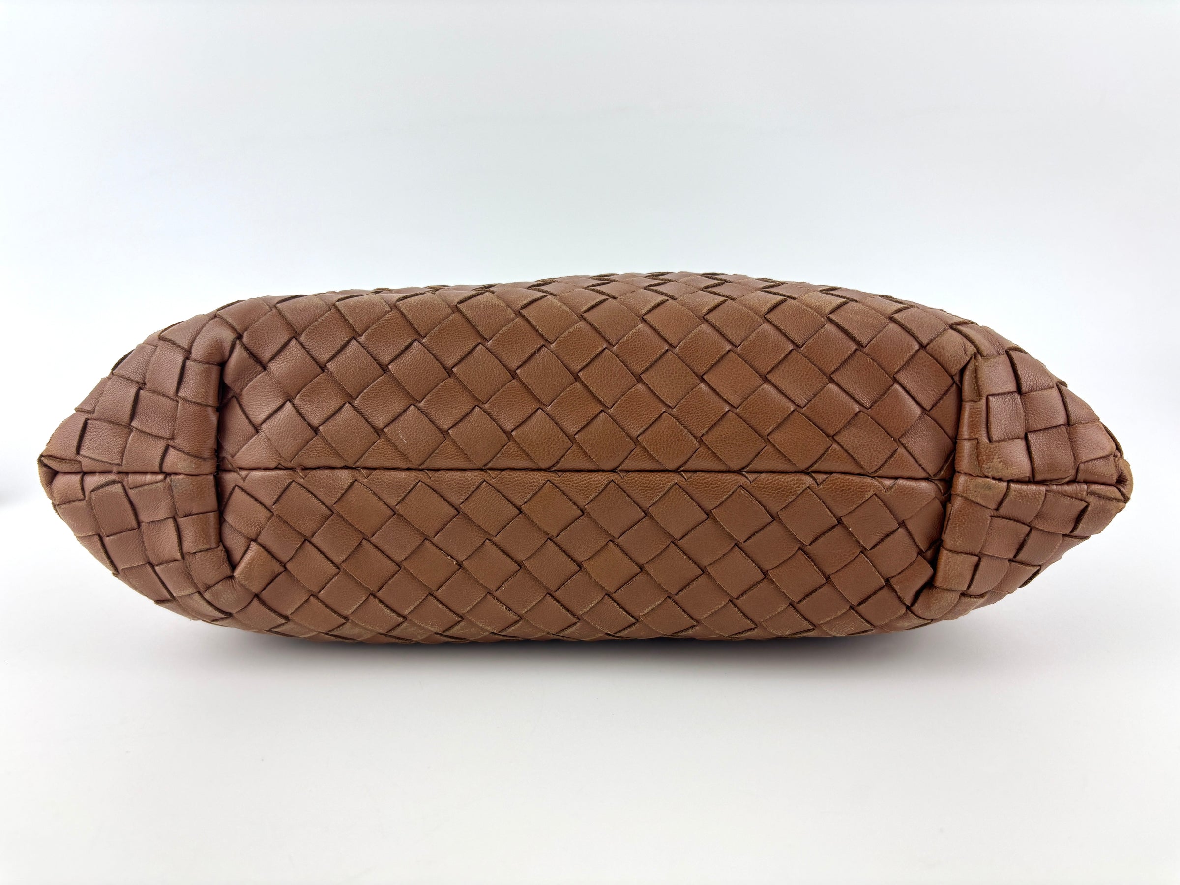 Small Nappa Intrecciato Capri Handbag in Brown - Glampot