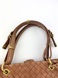 Small Nappa Intrecciato Capri Handbag in Brown - Glampot