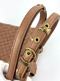Small Nappa Intrecciato Capri Handbag in Brown - Glampot