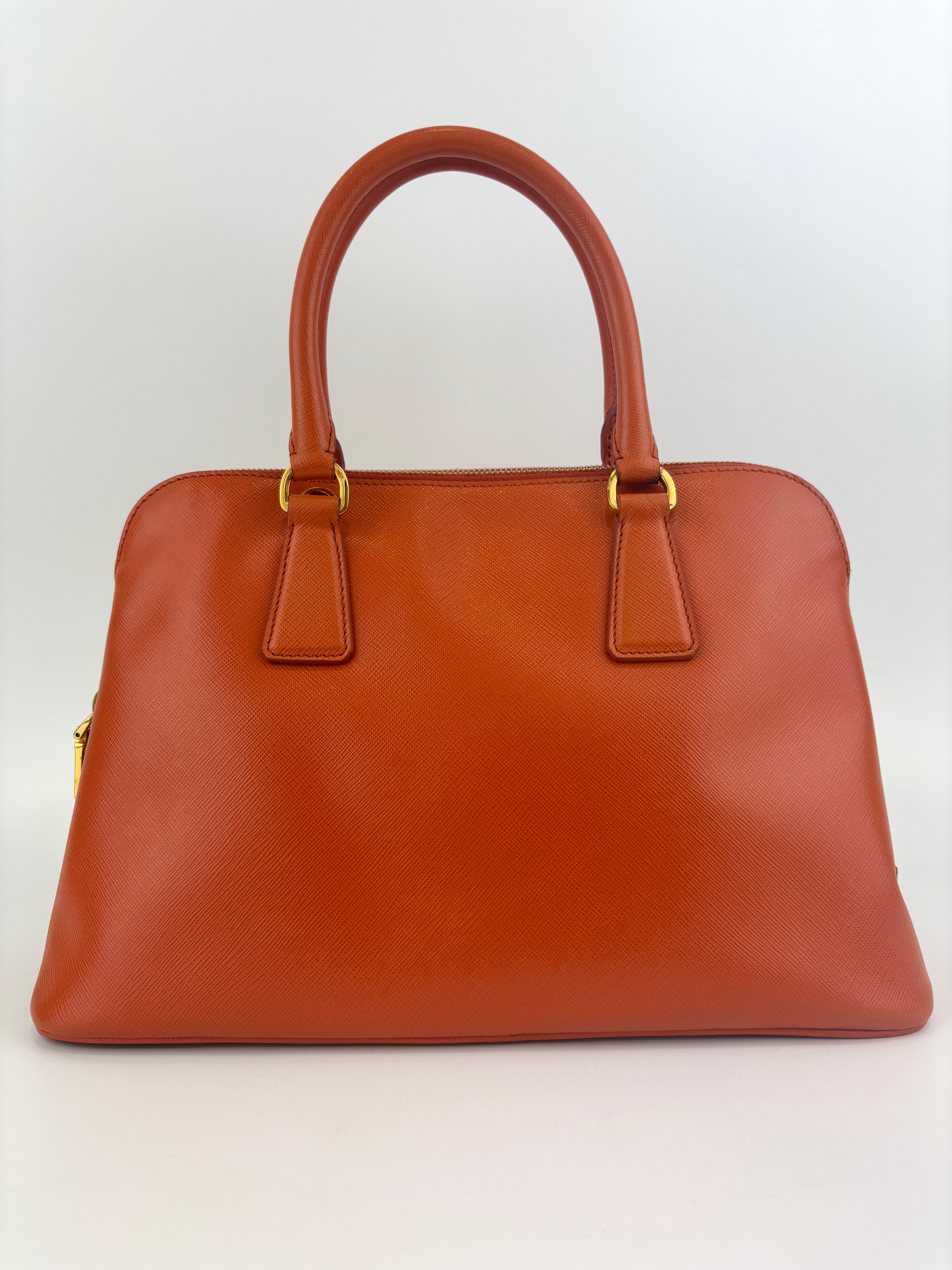 BL0837 Saffiano Lux Leather Dome Satchel Papaya