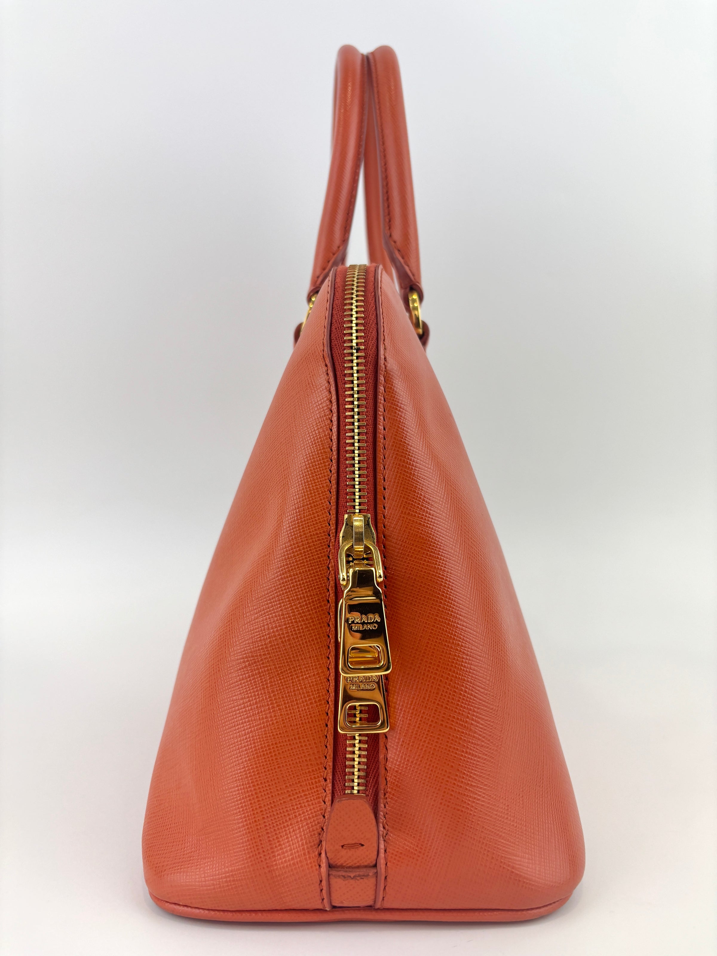 BL0837 Saffiano Lux Leather Dome Satchel Papaya