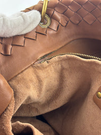 Small Nappa Intrecciato Capri Handbag in Brown - Glampot