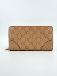 323397 GG Guccissima / Micro Guccissima Beige Leather Zip Around Long Wallet