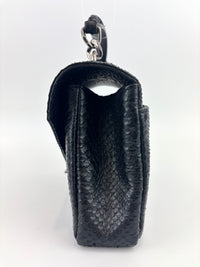 Black Medium College Bag Python-Embossed - Glampot