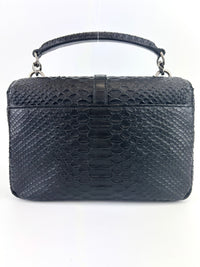 Black Medium College Bag Python-Embossed - Glampot