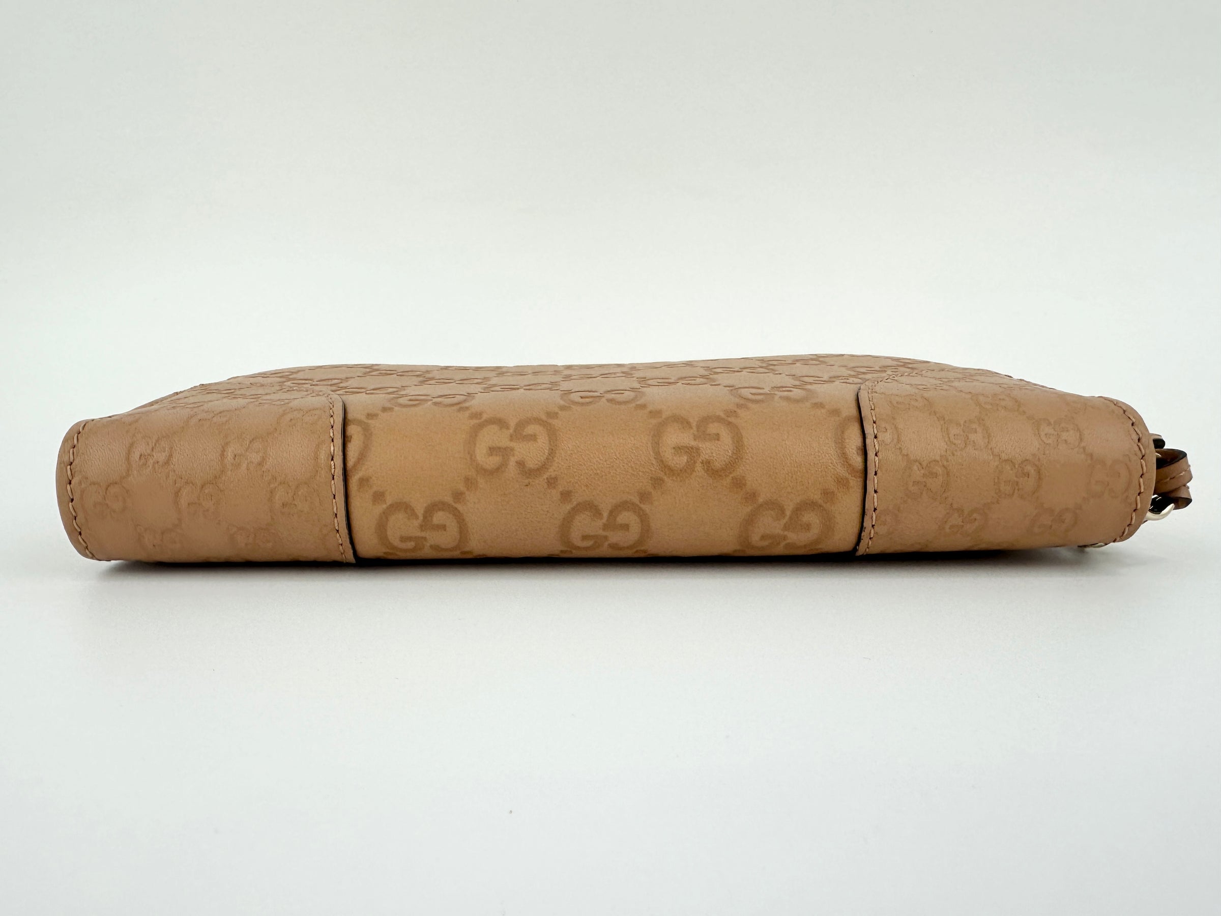323397 GG Guccissima / Micro Guccissima Beige Leather Zip Around Long Wallet