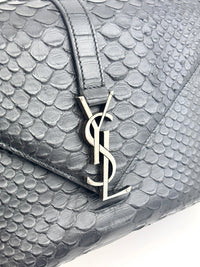 Black Medium College Bag Python-Embossed - Glampot
