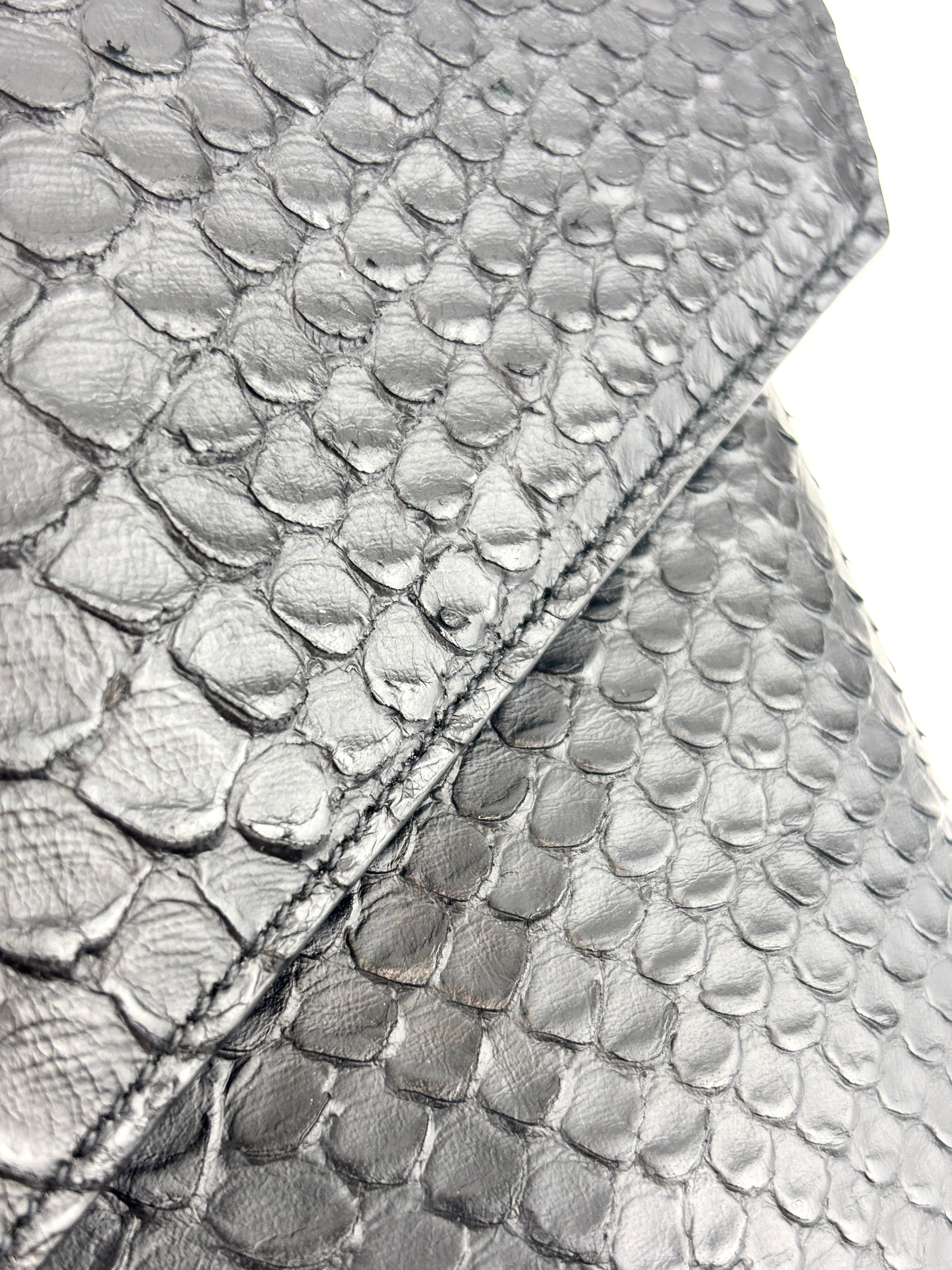 Black Medium College Bag Python-Embossed - Glampot