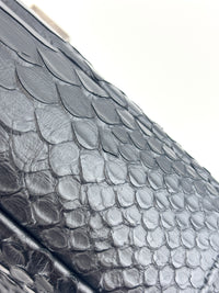Black Medium College Bag Python-Embossed - Glampot