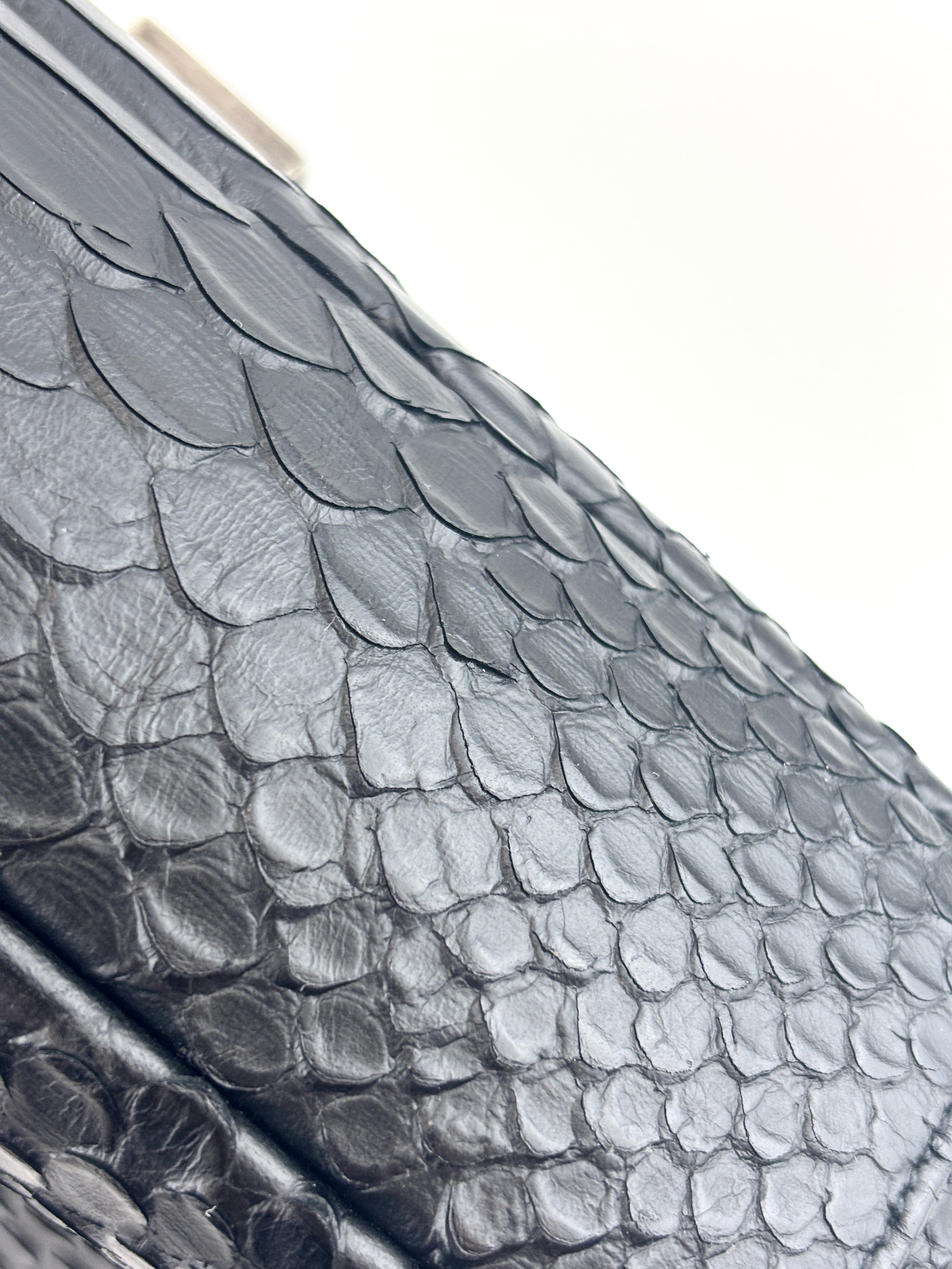 Black Medium College Bag Python-Embossed - Glampot