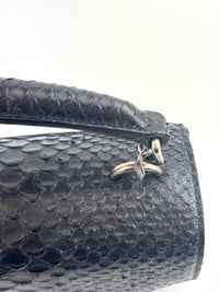 Black Medium College Bag Python-Embossed - Glampot