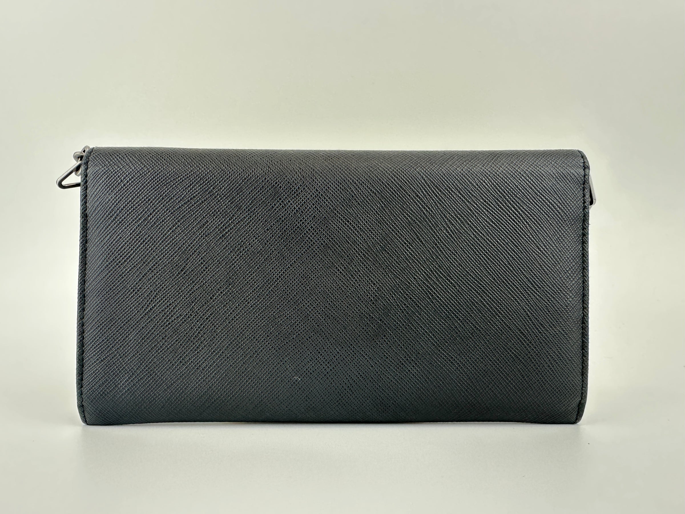 1MT440 Lock Black Saffiano Leather Wallet on Chain