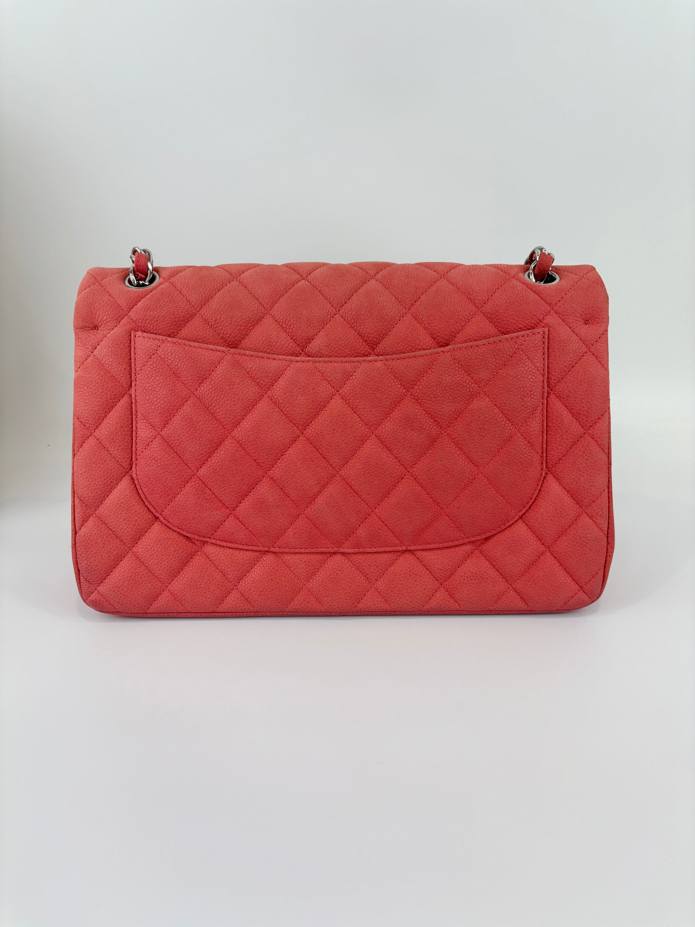 Coral Pink Caviar Jumbo Classic Double Flap Bag SHW