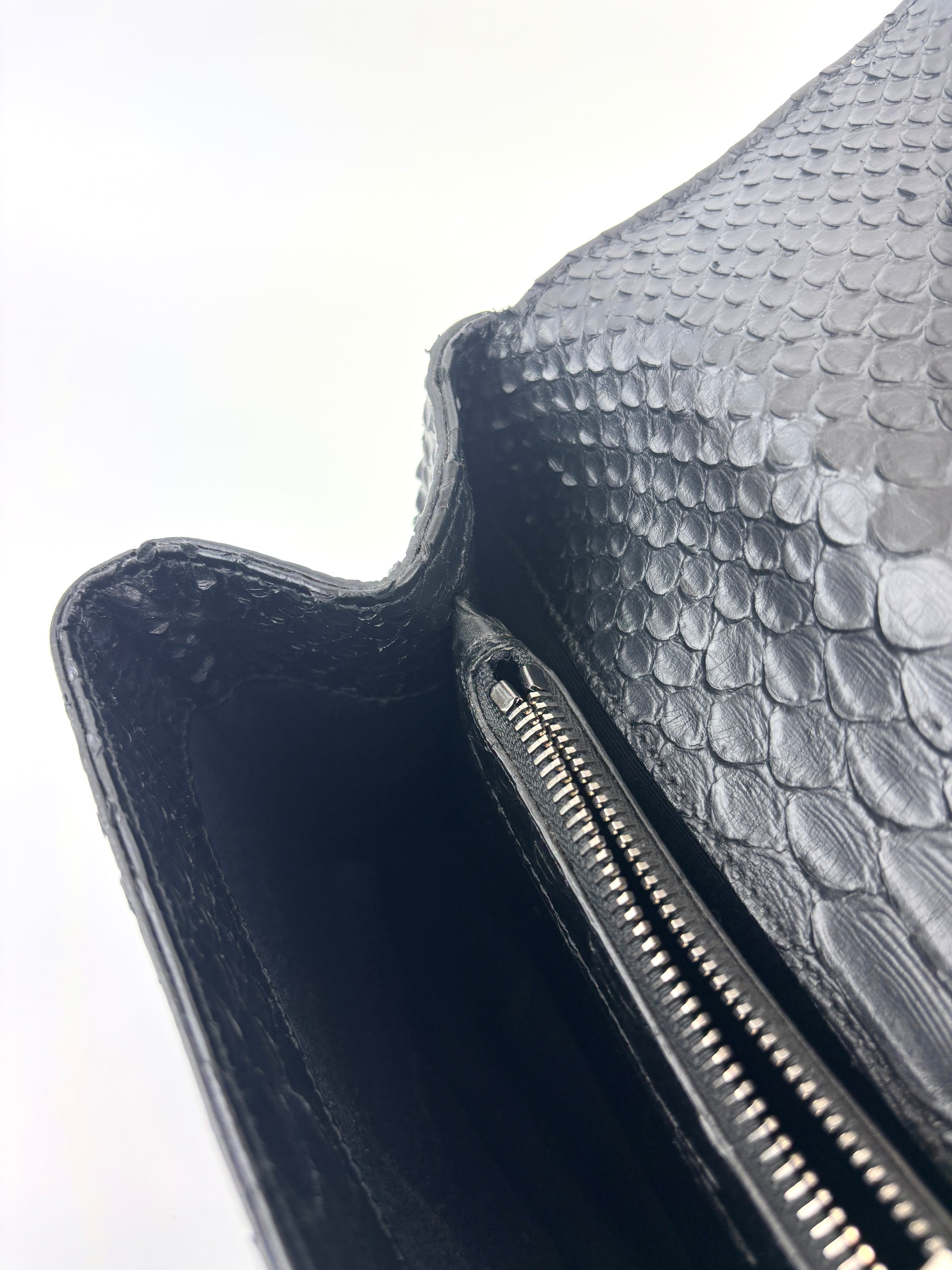 Black Medium College Bag Python-Embossed - Glampot