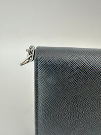 1MT440 Lock Black Saffiano Leather Wallet on Chain