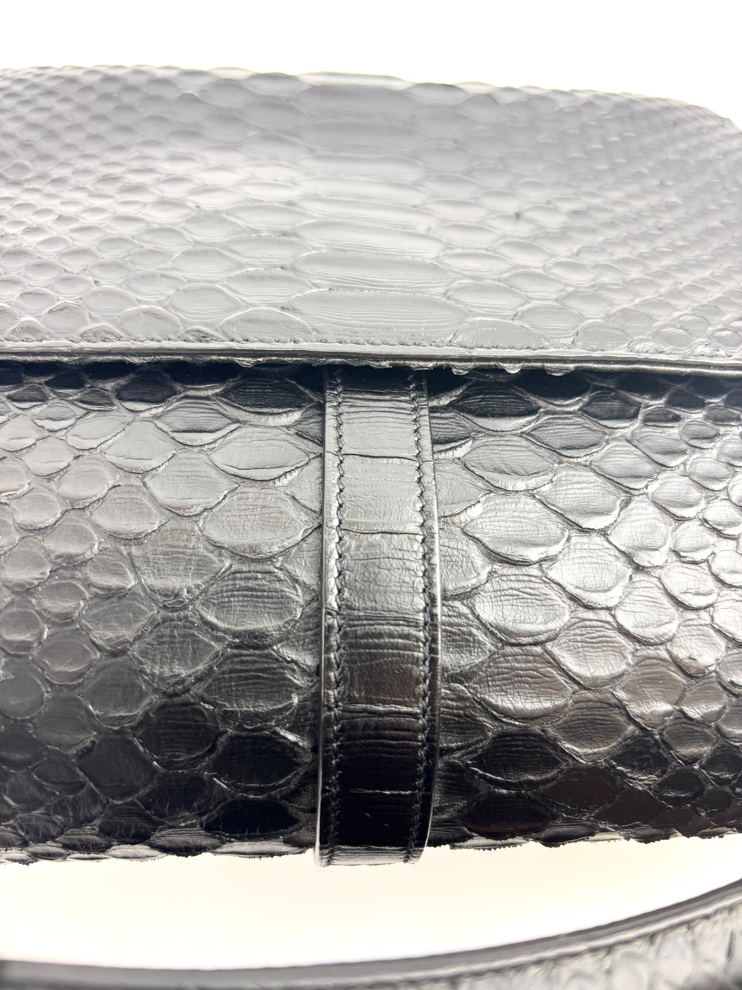 Black Medium College Bag Python-Embossed - Glampot