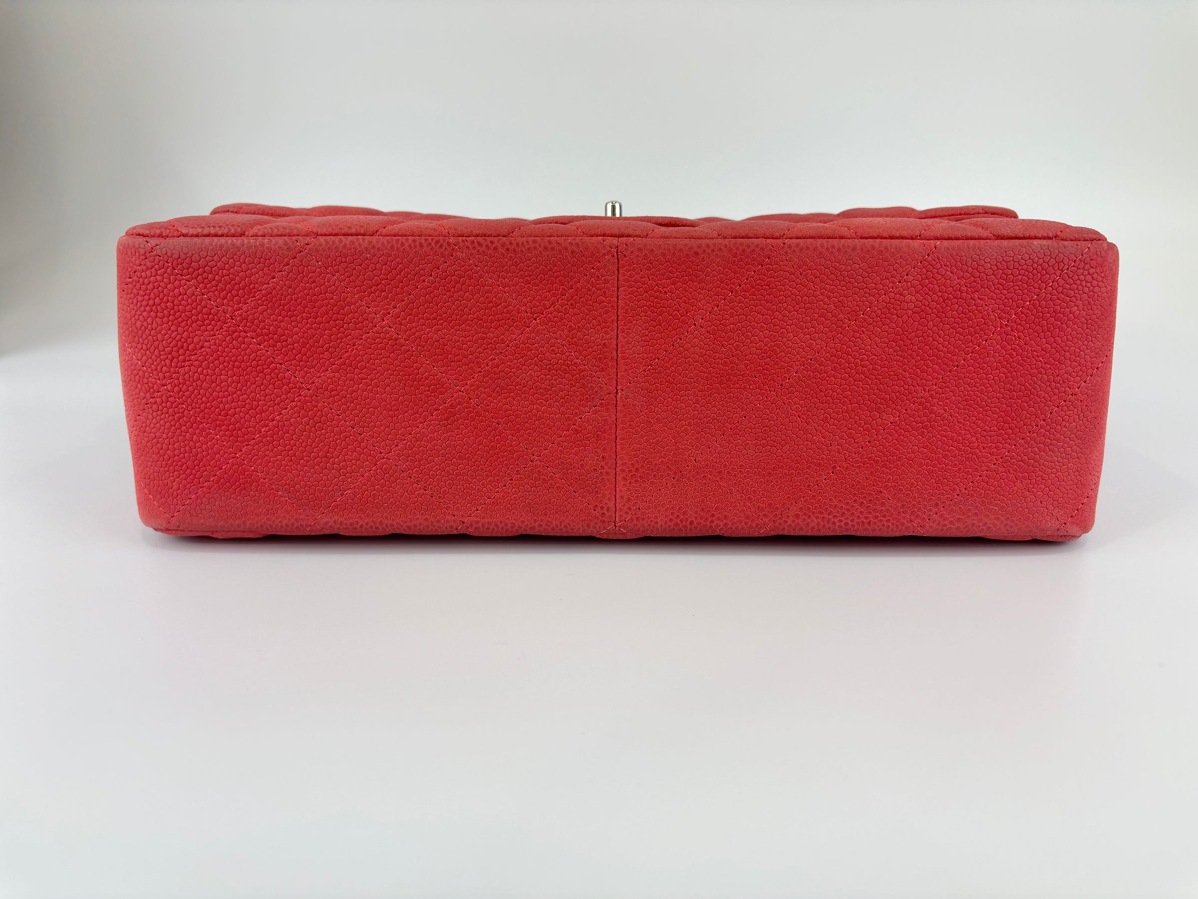 Coral Pink Caviar Jumbo Classic Double Flap Bag SHW