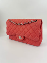 Coral Pink Caviar Jumbo Classic Double Flap Bag SHW