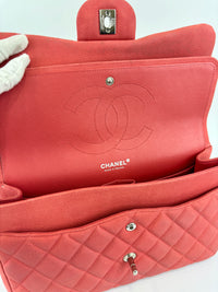 Coral Pink Caviar Jumbo Classic Double Flap Bag SHW