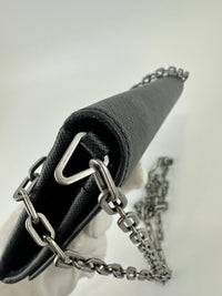 1MT440 Lock Black Saffiano Leather Wallet on Chain