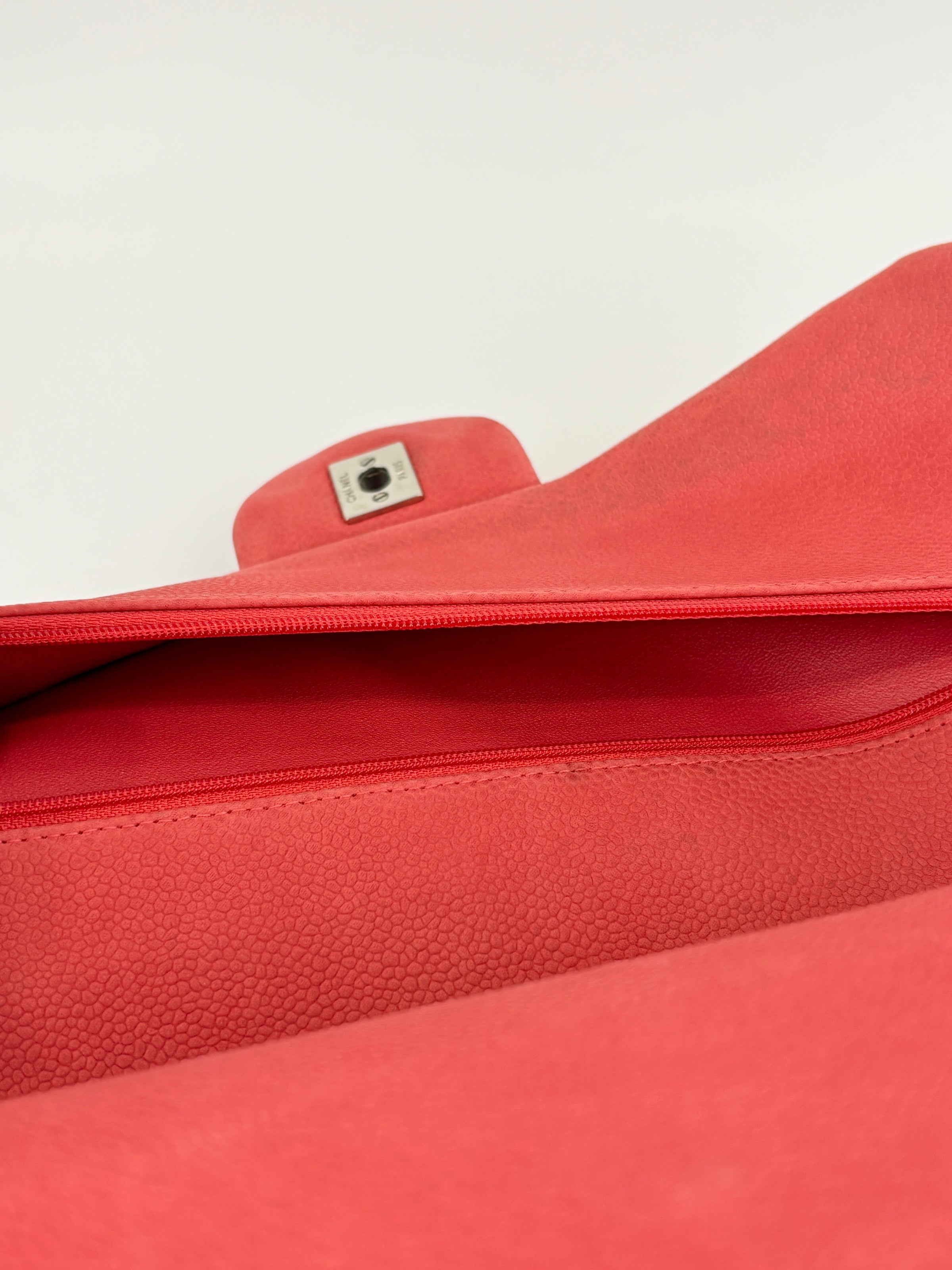 Coral Pink Caviar Jumbo Classic Double Flap Bag SHW