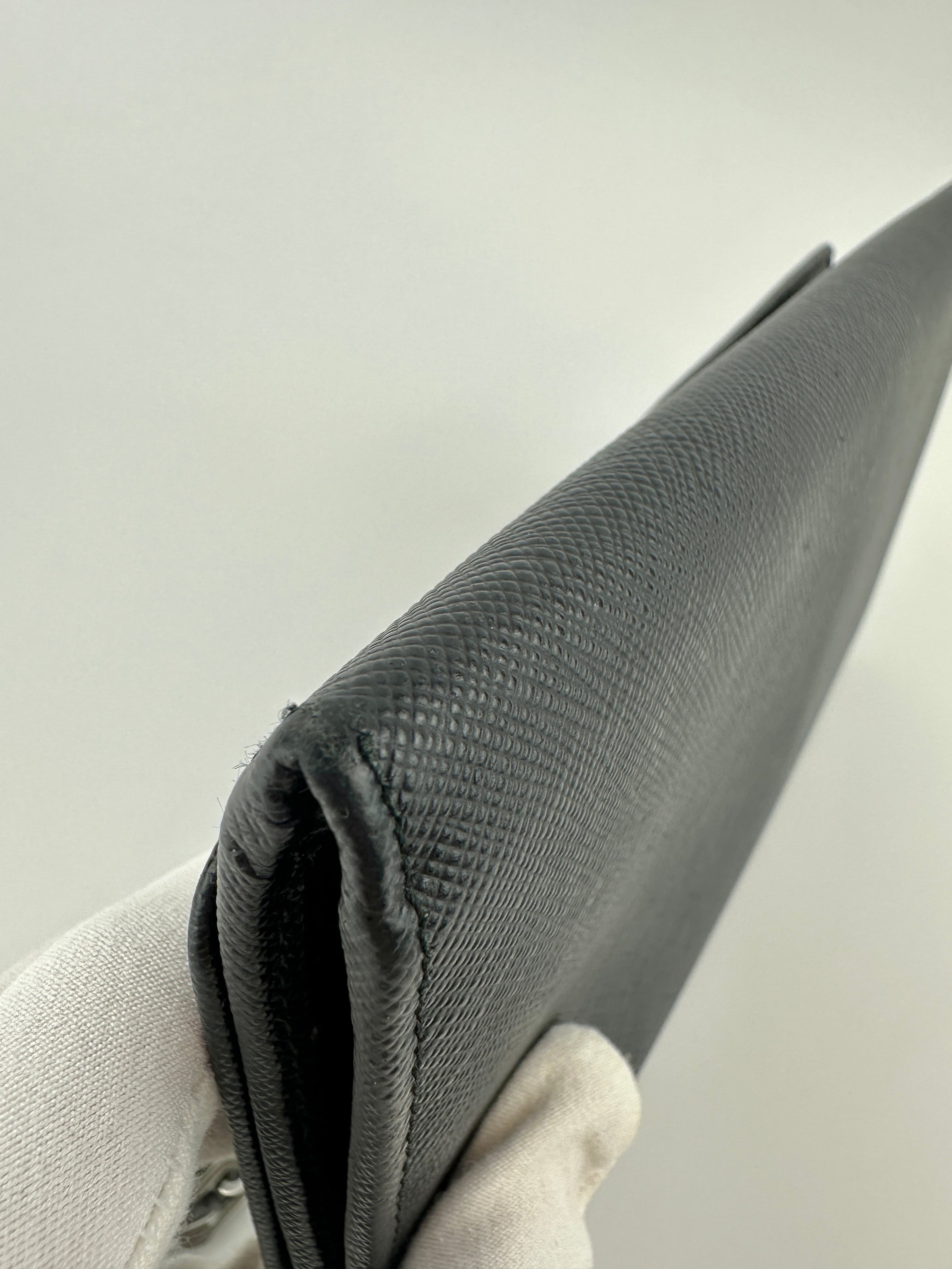 1MT440 Lock Black Saffiano Leather Wallet on Chain