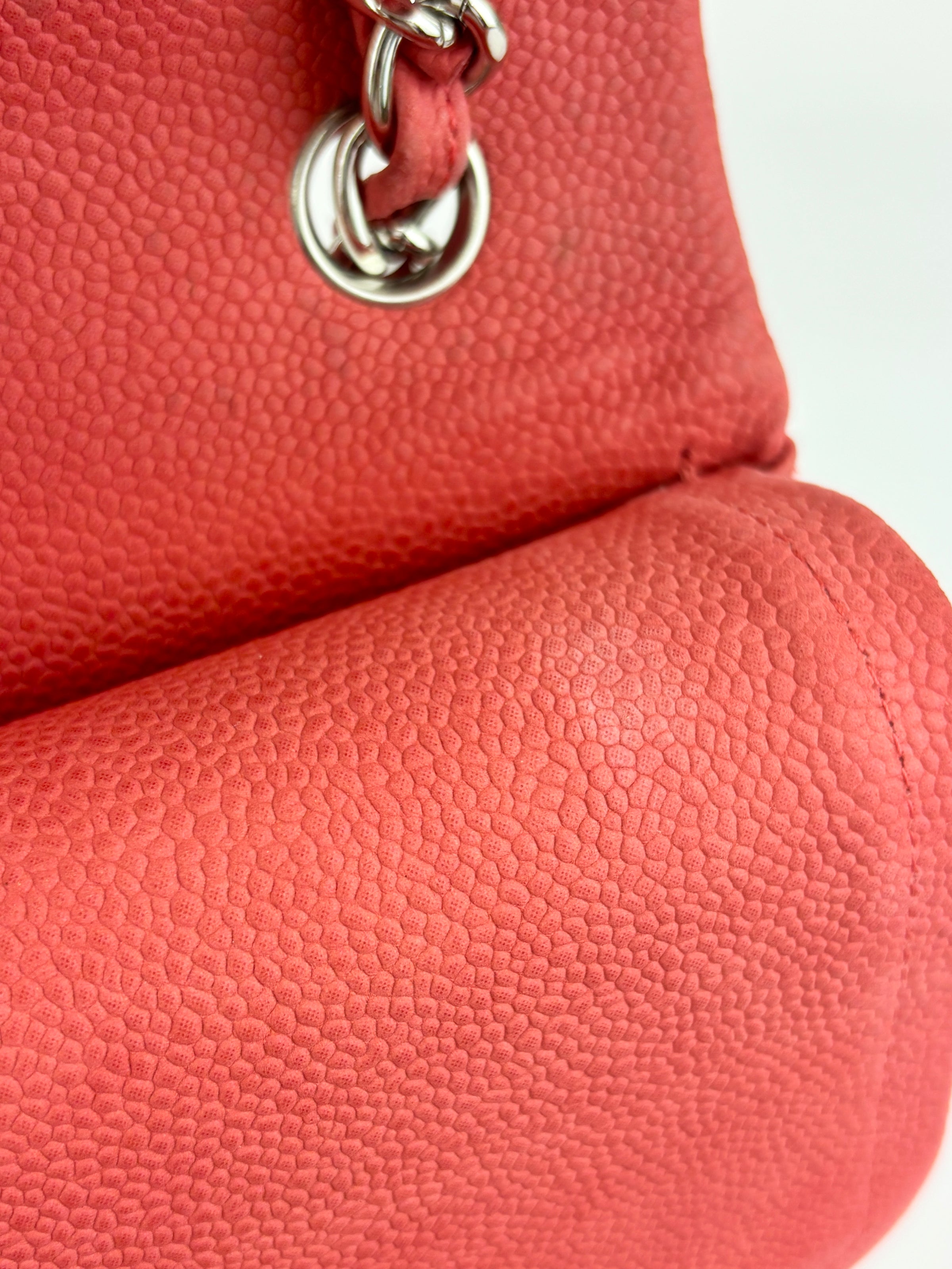 Coral Pink Caviar Jumbo Classic Double Flap Bag SHW
