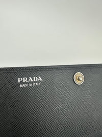 1MT440 Lock Black Saffiano Leather Wallet on Chain