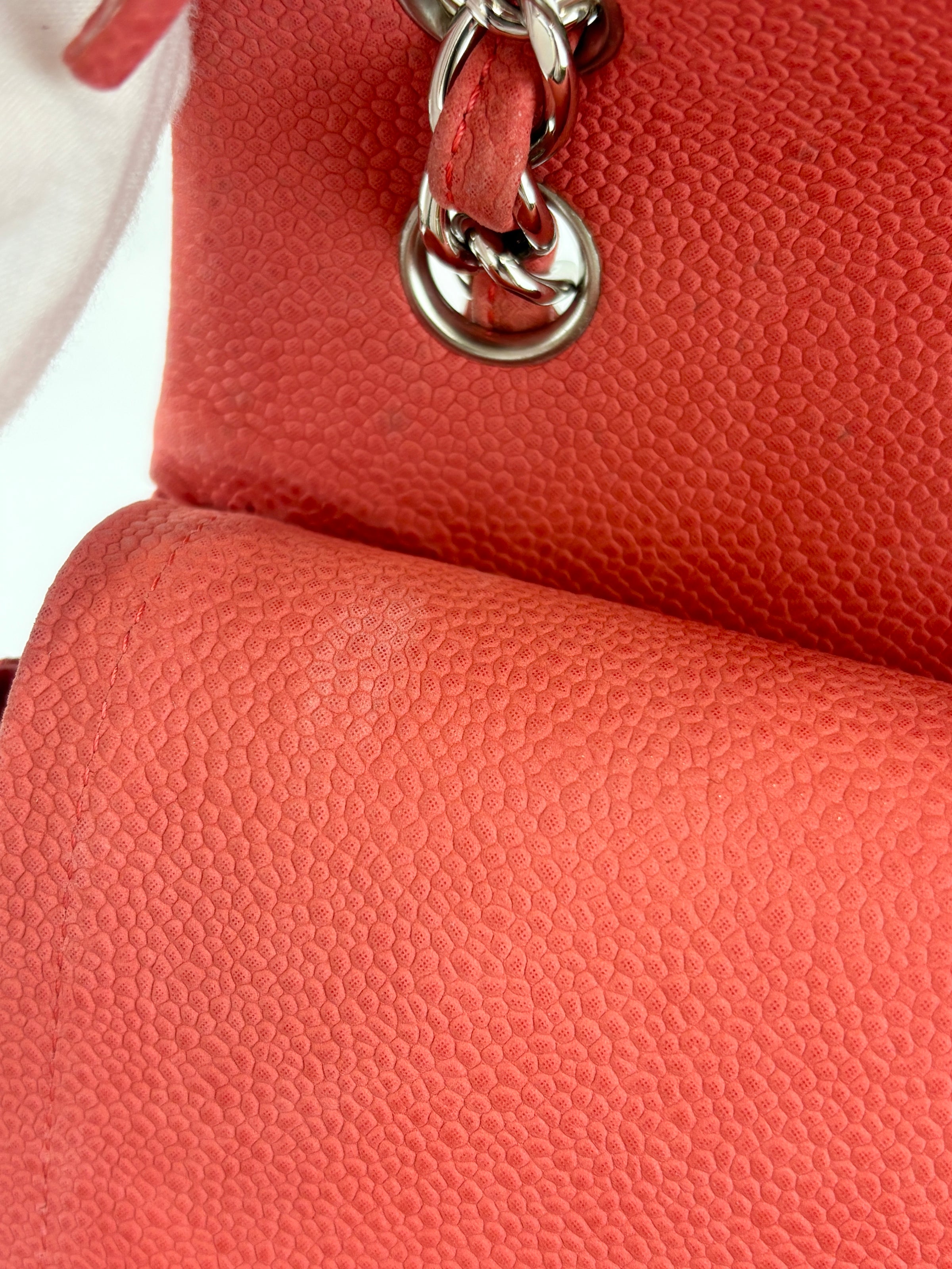 Coral Pink Caviar Jumbo Classic Double Flap Bag SHW