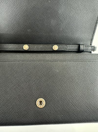 1MT440 Lock Black Saffiano Leather Wallet on Chain