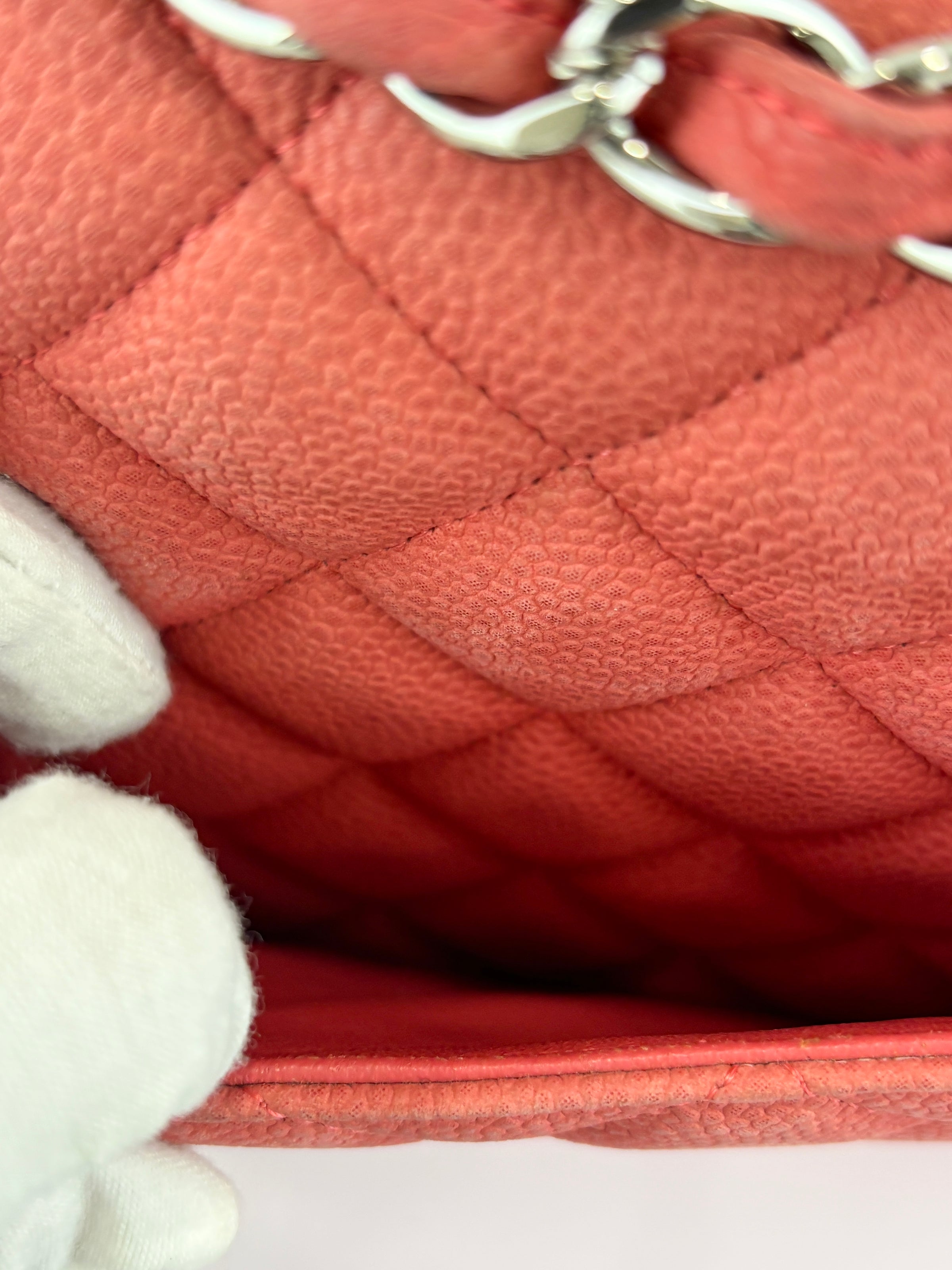 Coral Pink Caviar Jumbo Classic Double Flap Bag SHW