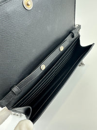 1MT440 Lock Black Saffiano Leather Wallet on Chain