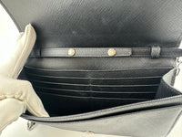 1MT440 Lock Black Saffiano Leather Wallet on Chain