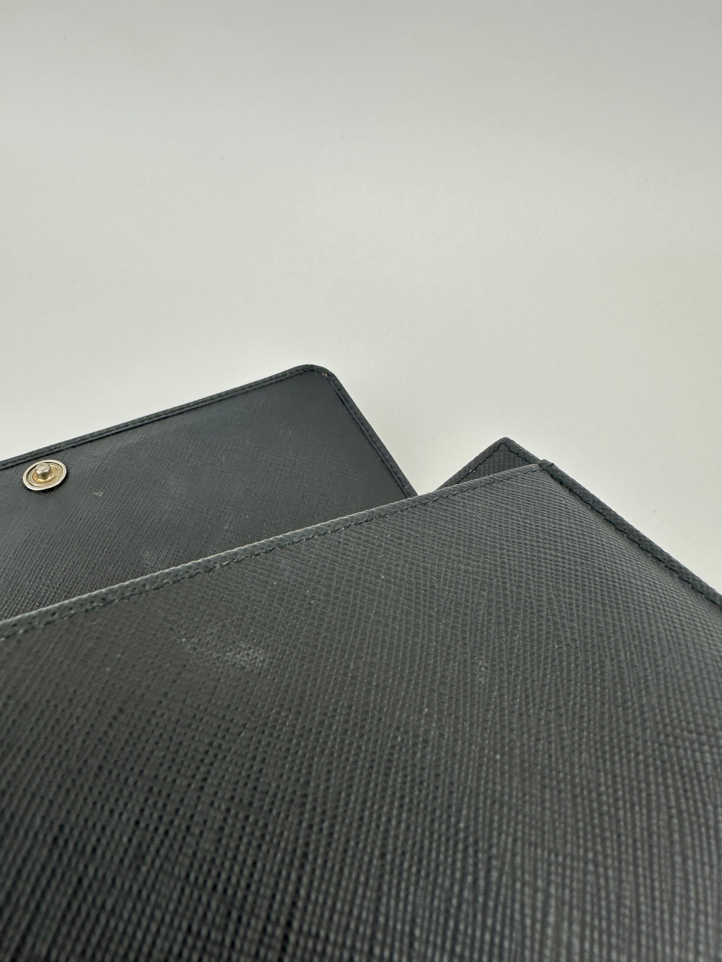 1MT440 Lock Black Saffiano Leather Wallet on Chain