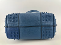 Wave Navy Blue Pebble Grained Leather Tote Bag