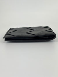 Black Maxi Intrecciato Leather Bifold Wallet