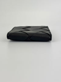 Black Maxi Intrecciato Leather Bifold Wallet