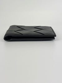 Black Maxi Intrecciato Leather Bifold Wallet