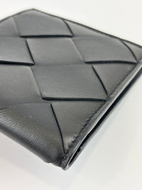 Black Maxi Intrecciato Leather Bifold Wallet