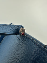 Wave Navy Blue Pebble Grained Leather Tote Bag