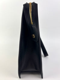 La Medusa Embroidered Leather Clutch in Black