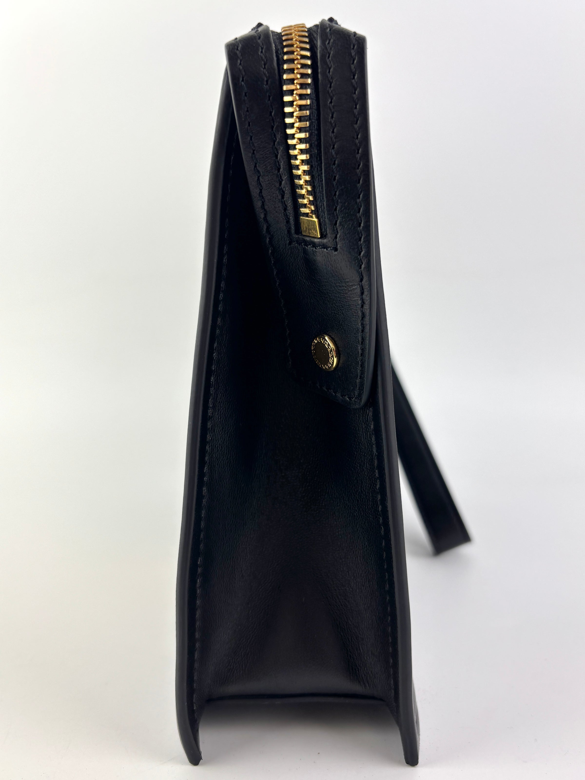 La Medusa Embroidered Leather Clutch in Black