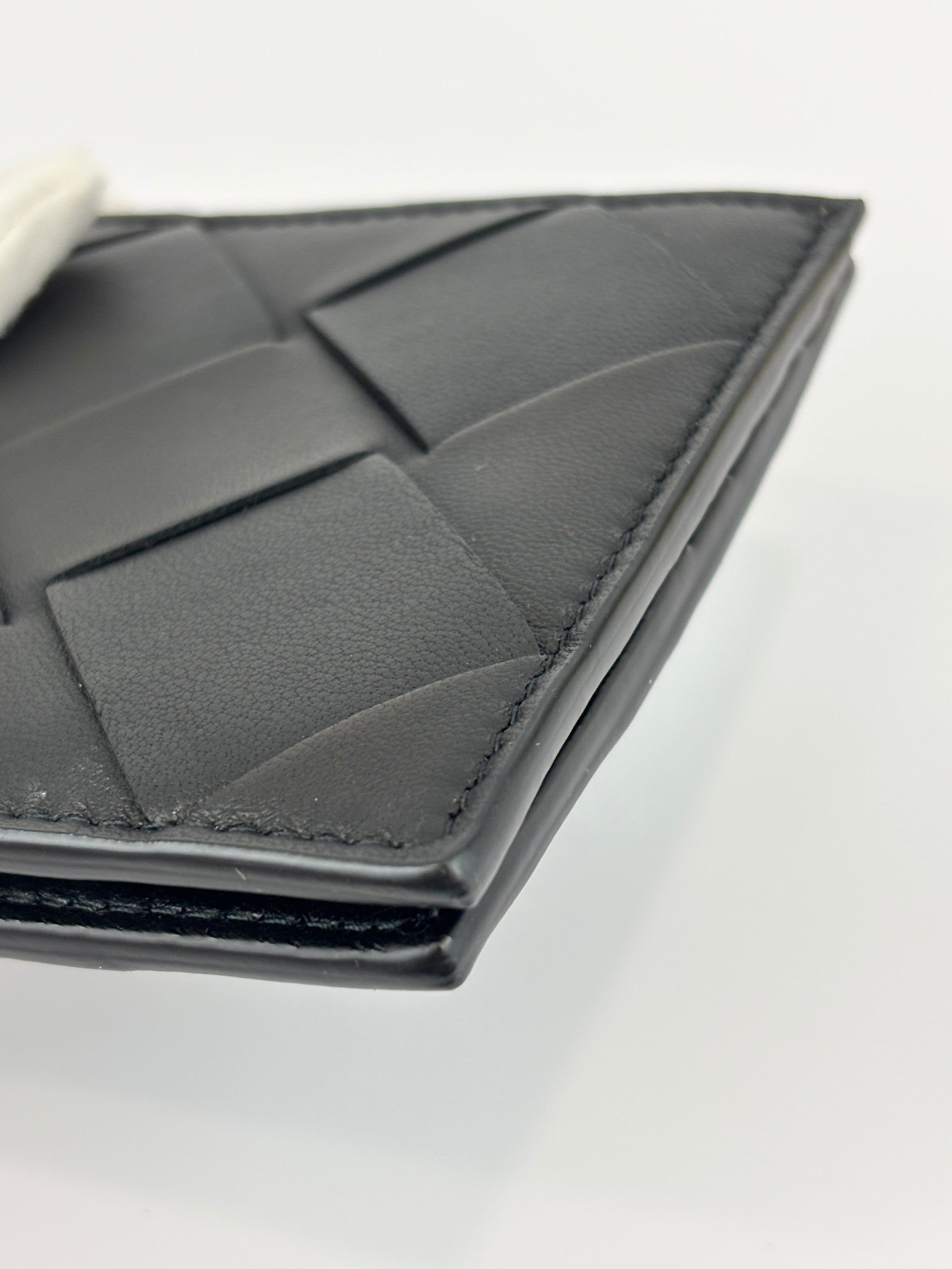 Black Maxi Intrecciato Leather Bifold Wallet