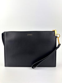La Medusa Embroidered Leather Clutch in Black