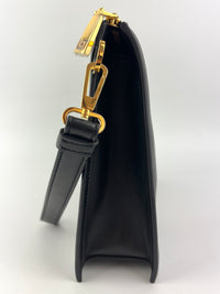 La Medusa Embroidered Leather Clutch in Black