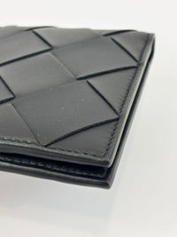Black Maxi Intrecciato Leather Bifold Wallet