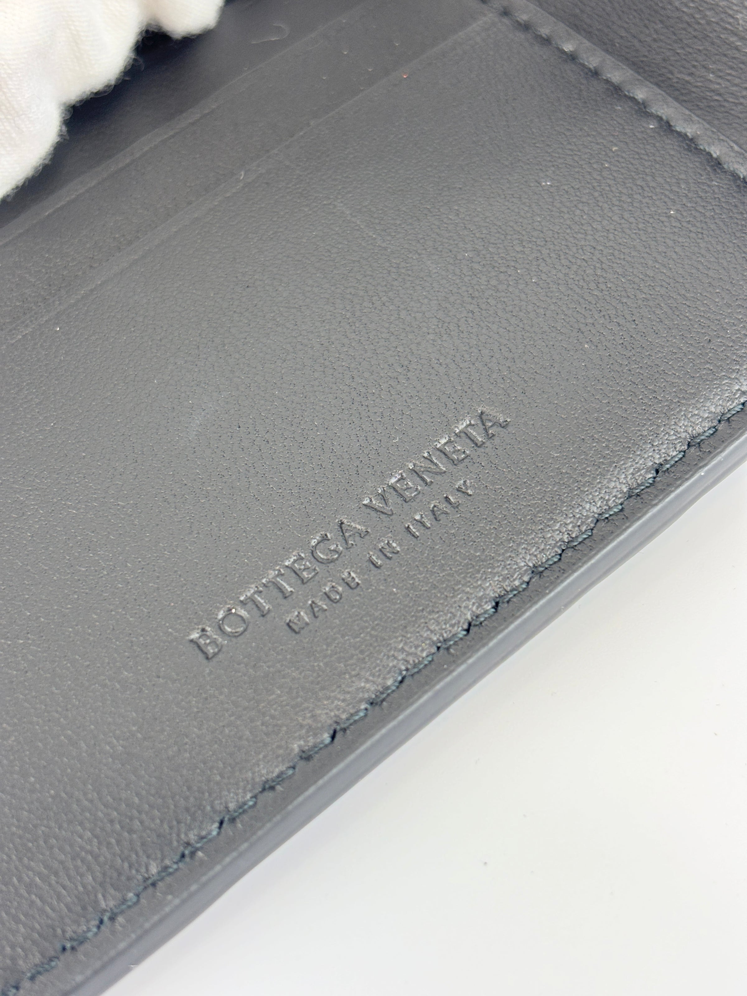 Black Maxi Intrecciato Leather Bifold Wallet