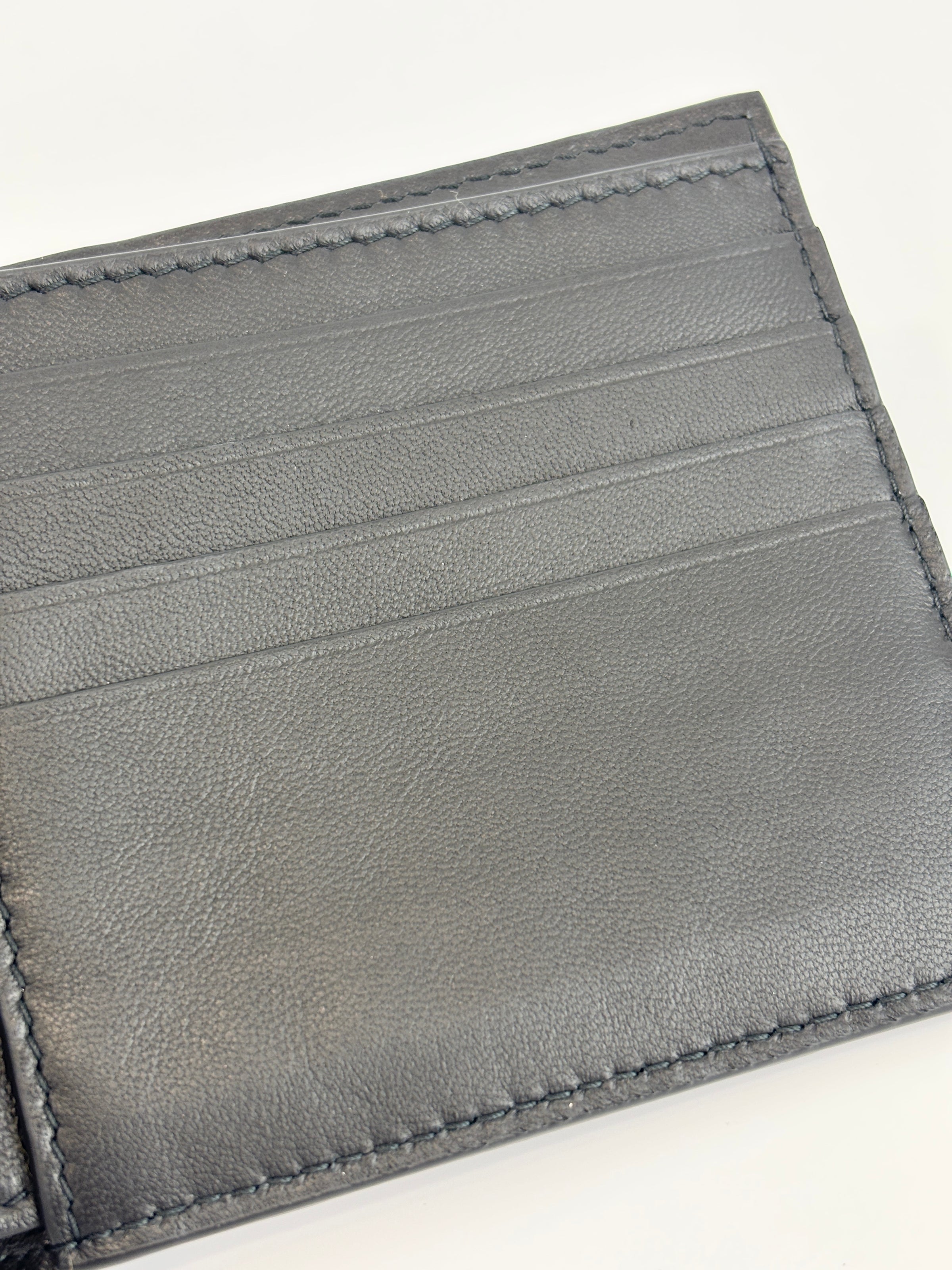 Black Maxi Intrecciato Leather Bifold Wallet