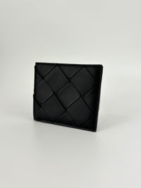 Black Maxi Intrecciato Leather Bifold Wallet